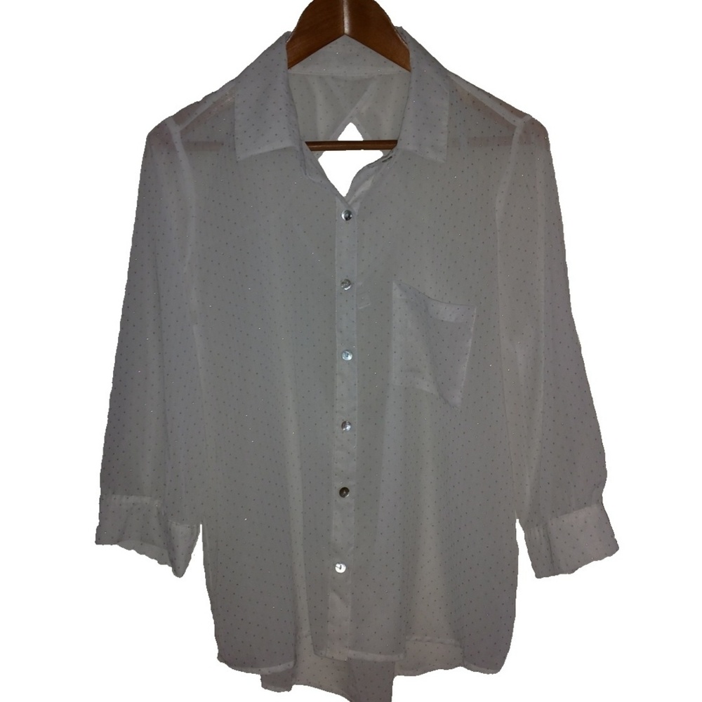 6 Degrees Sheer Button-down Blouse